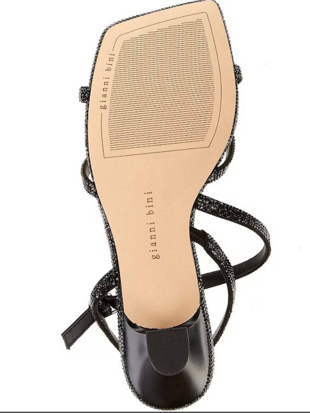 Gianni Bini Black Glitter Strappy Kitten Heel Sandals - Picture 3 of 6